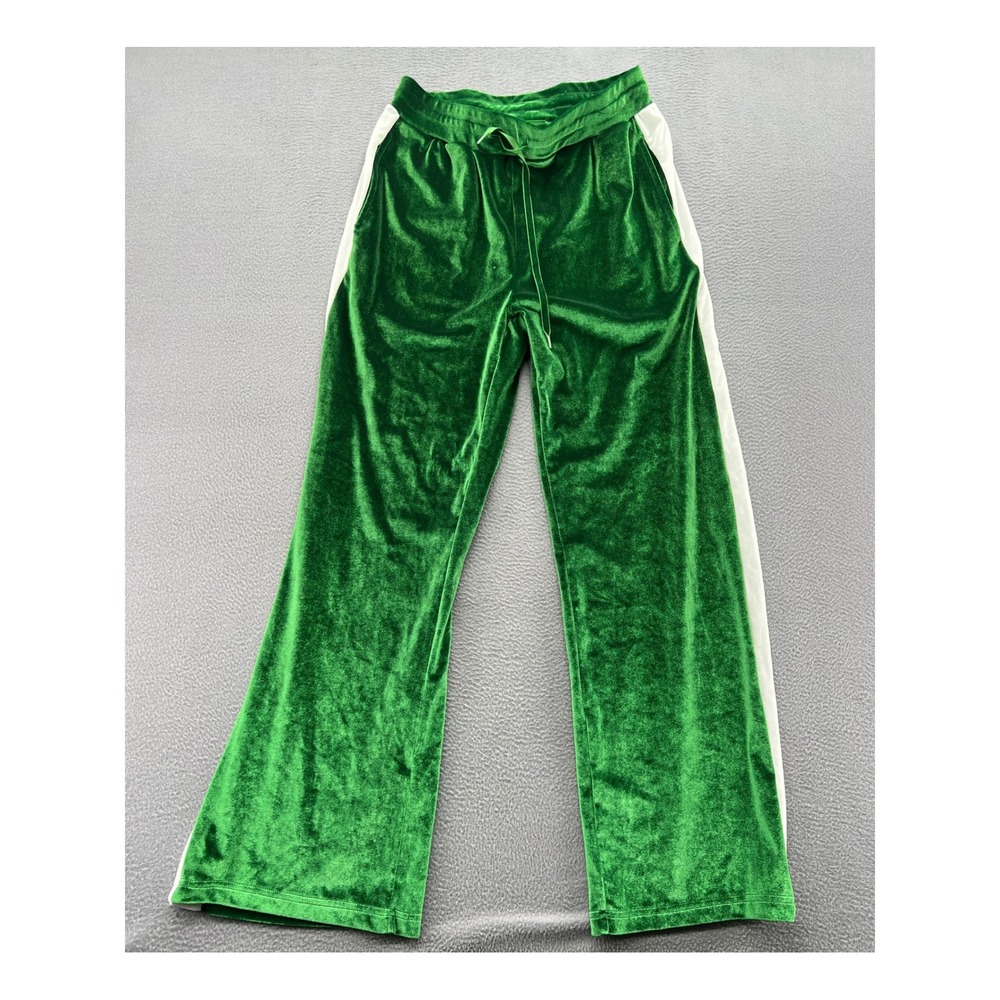 Ivy Storehouse Pants Womens L Green Velvet Side Stripe Wide Leg Track Trousers